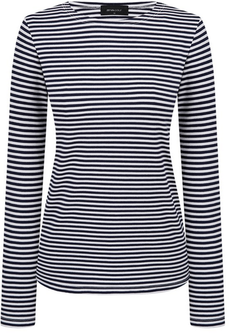 (완판재입고)엠바골프 여성 데일리 기본 스트라이프 보트넥 긴팔 라운드 티셔츠 M253LTS001