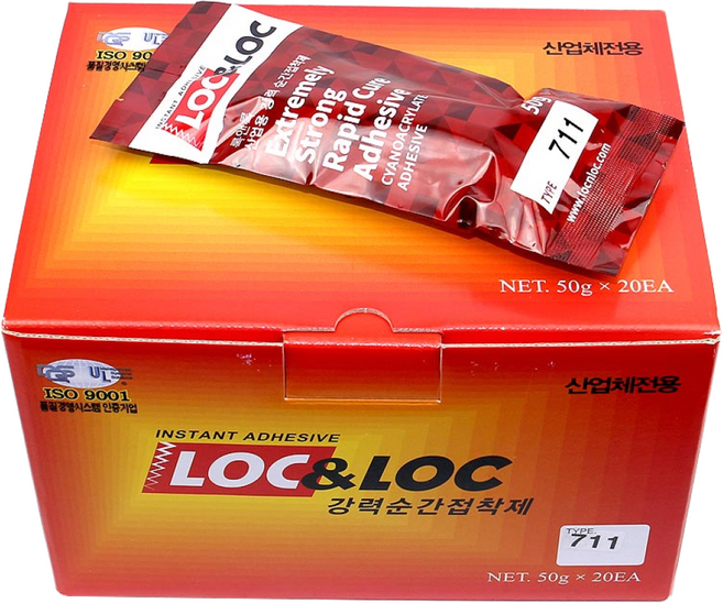 록앤록 711(50g) 석재 전용 순간접착제 한박스 20개입 돌본드 본드 산업용 석고 인조대리석 세라믹 타일, 1세트