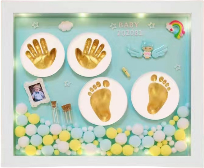 자칠 신생아 손발조형액자 배냇액자 DIY세트 탯줄보관 액자 TY-072501, 12인치블루, 1개