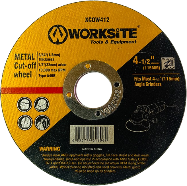워크사이트 115mm 절단석 XCOW412 그라인더날 50장 / 내경22mm, 1개