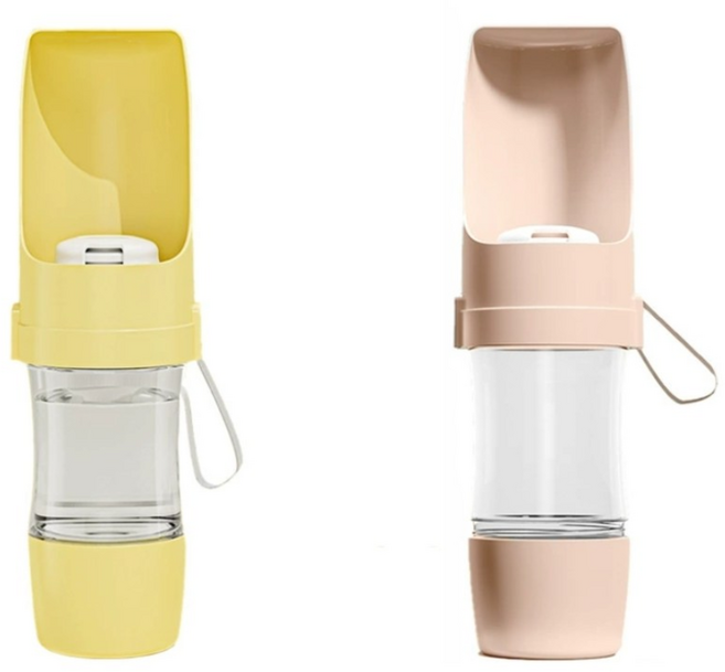 천스토어 강아지물병 산책용 접이식 휴대용 480ml, 1개, 옐로우