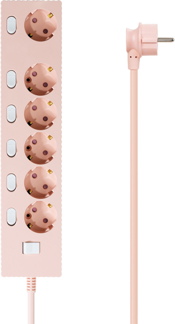 파워존 자동소화 4000W 고용량 웨이브 개별스위치 과부하차단 6구 멀티탭 50cm 1.5m 3m 5m 7m, 자동소화 개별스위치 6구 1.5m 파스텔핑크, 1개