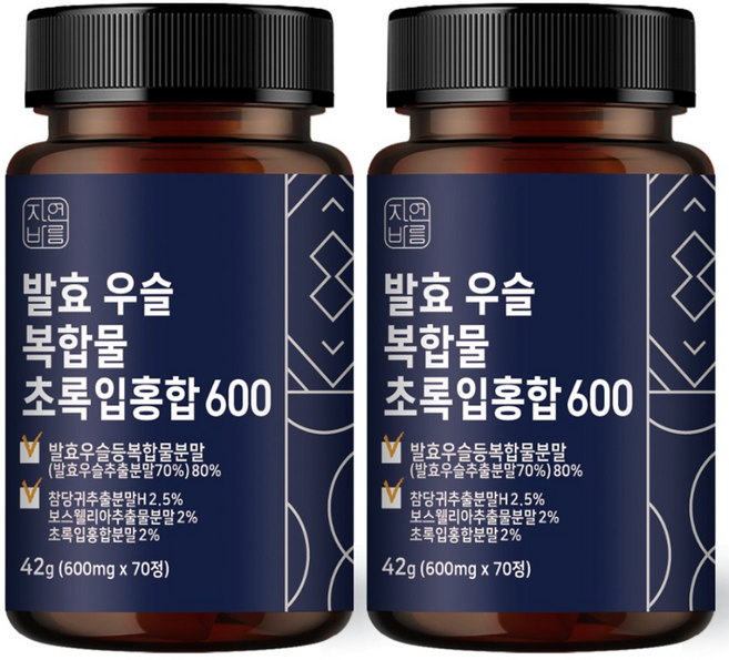 자연바름 우슬 복합물 쇠무릎 우슬정 우슬환 뉴질랜드 초록입홍합 두충 보스웰리아 콘드로이친, 70정, 2개