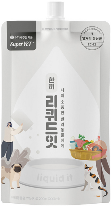 노령견 시니어 강아지 고양이 습식사료 액상사료 슈퍼벳 리퀴드잇 1박스, 5개, 200g, 곡물