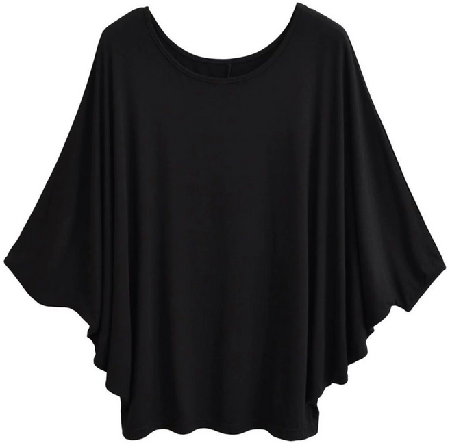 ROYALBELLE 여성 루즈핏 가오리소매 티셔츠 빅사이즈 라운드넥 반팔 데일리 티셔츠 I080816