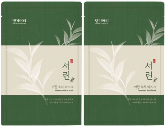 댕기머리 서린 어린녹차 마스크팩 시트팩 100개 수분 보습 피부진정 녹차팩, 1개입, 20개