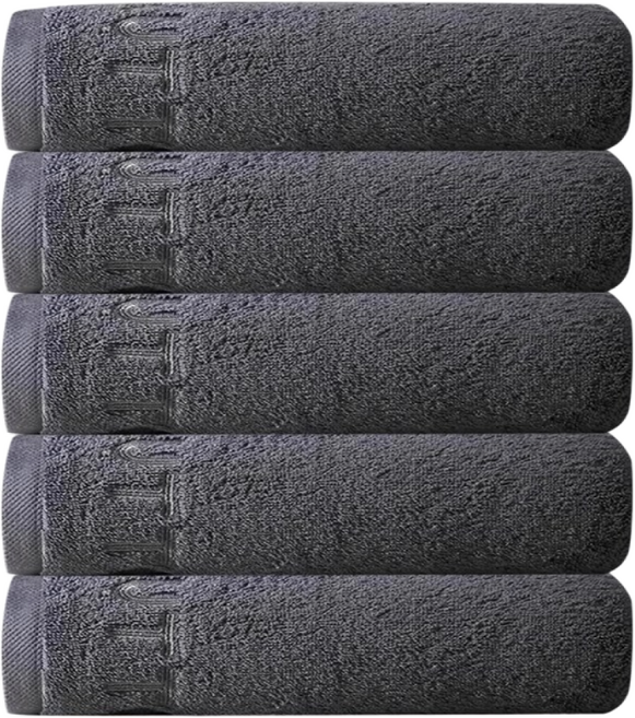 융풍 수건 호텔수건 60수 고급수건 절묘한 편지 자수 타올, 다크그레이, 5개