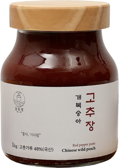 (선물용)감토정 국산100% 저염 수제 전통 개복숭아 고추장 1kg, 매운맛고추장 1kg, 1개
