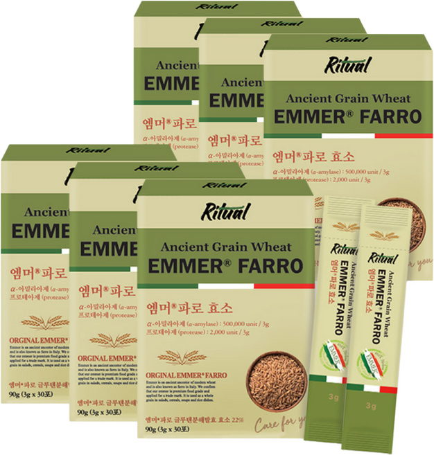 리투알 엠머 파로 효소 파로효소 곡물 발효효소 6개월분 (3g x 180포), 180개, 3g