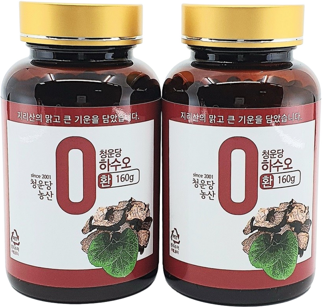 지리산 하수오환 2병 자연산 적하수오, 2개, 160g