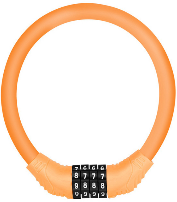 자전거 비밀번호 원형 자물쇠 와이어락, 오렌지, 1개