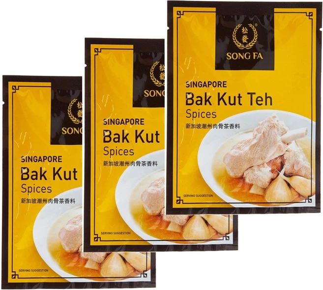 싱가포르 송파 바쿠테 소스 song fa bak kut teh 등갈비탕 육골차 정식수입 미슐렝선정, 3개, 30g - 쿠팡