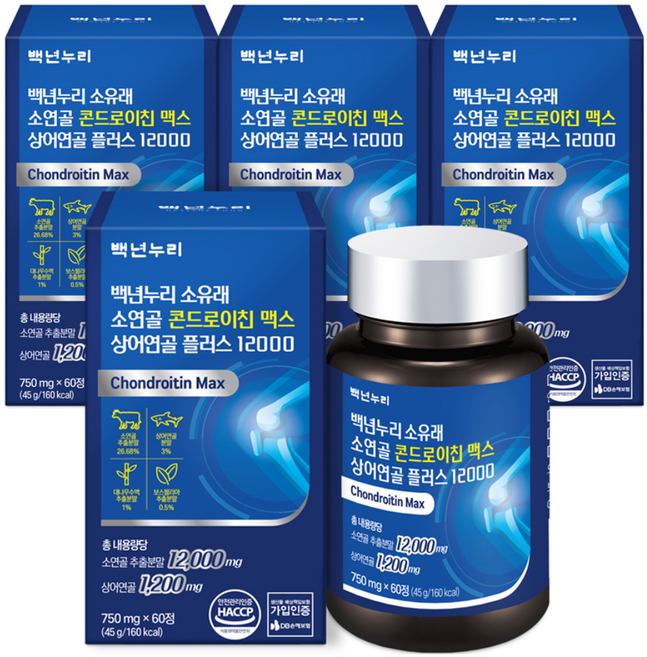 백년누리 소유래 소연골 콘드로이친맥스 상어연골 플러스12000, 45g, 4개