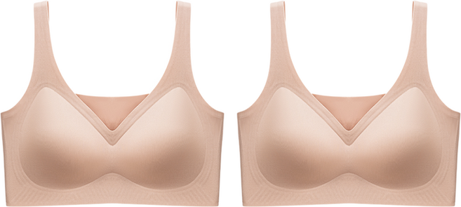 여성용 일체패드 탈착가능 볼륨업 노와이어 심리스 브라 2p