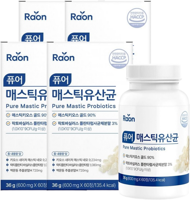 라온약방 매스틱 메스틱 포자 유산균 식약청인증, 4개, 60회분