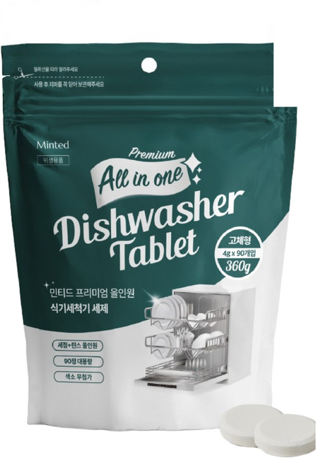 민티드 프리미엄 올인원 식기세척기 세제, 1개, 360g