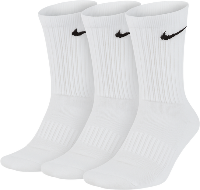 나이키 에브리데이 쿠션 트레이닝 크루 장목 양말 SX7664-100, 화이트, 1세트