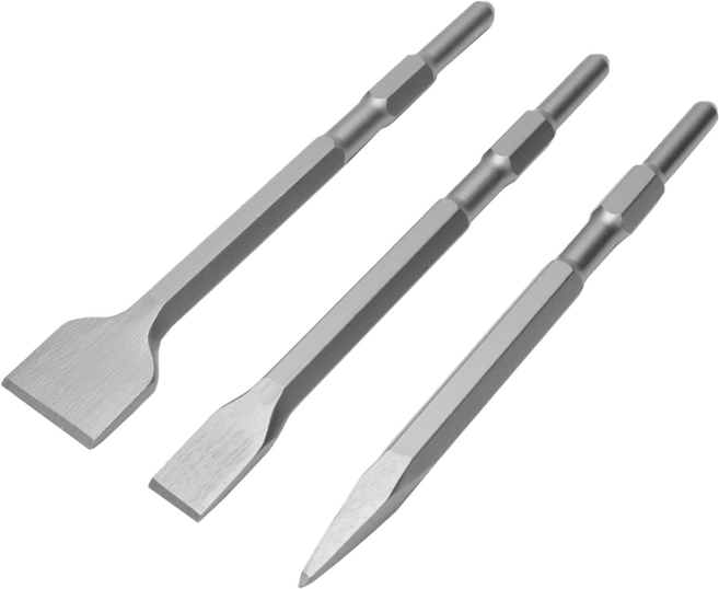 육각 3종 [포인트 + 25mm플랫 + 50mm플랫] 탄소강 포인트 플랫 치즐, 1세트