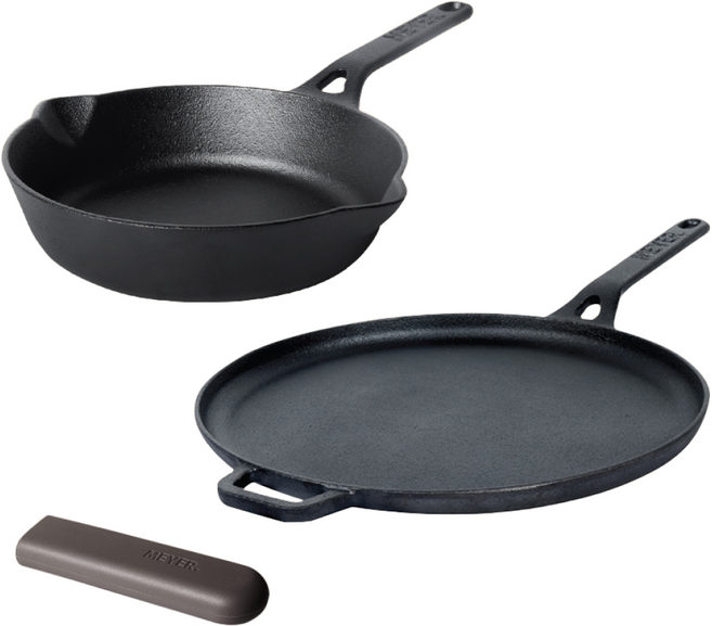 프리시즈닝 무쇠 주물 프라이팬 그리들 3종 세트 (프라이팬24 +그리들28+한손손잡이), 1개