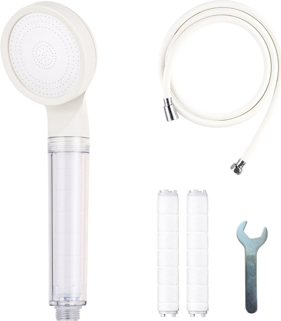 바스럽 국산 파스텔톤 필터 샤워기세트 3M [컬러 필터샤워기+PVC 샤워호스+필터 2p+스패너], 크림, 1개