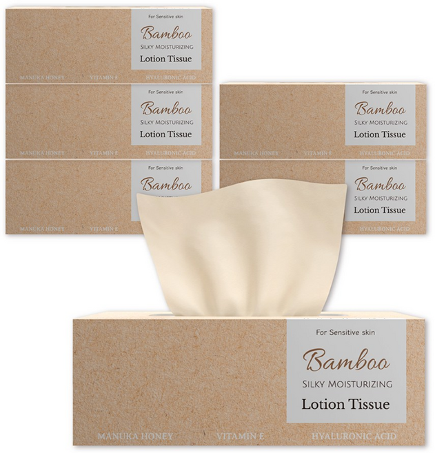 휴홈 무표백 보습 대나무 로션 티슈 비염 민감성 전용, 6개, 200매