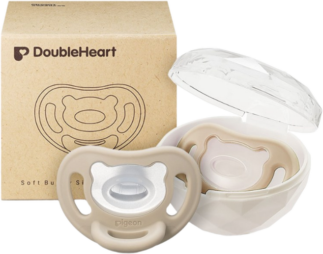 더블하트 Soft Buddy 노리개 젖꼭지 버디노리개2단계 퍼플M, S, 베이지, 1개