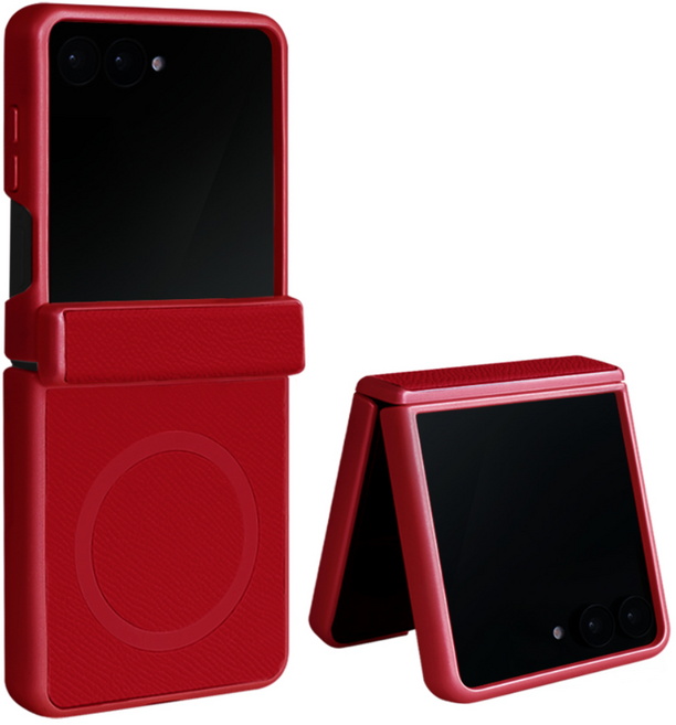 제루크 갤럭시 호환 Z플립 맥세이프 힌지보호 소가죽 풀커버 휴대폰 케이스