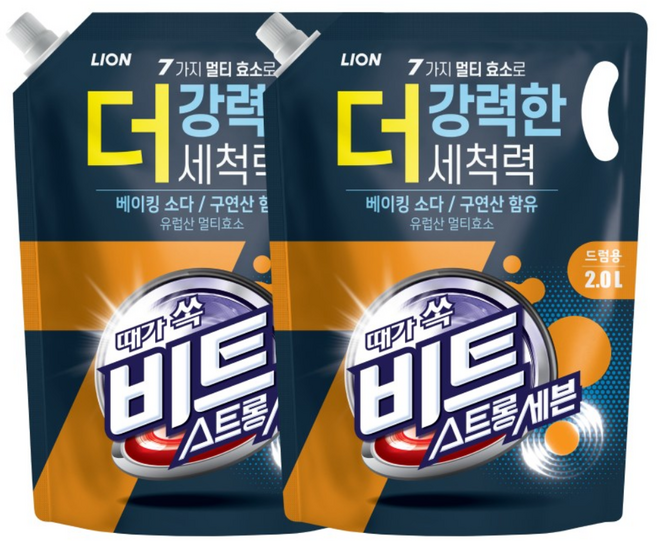 비트 스트롱 세븐 드럼용 액상세제 리필, 2L, 2개