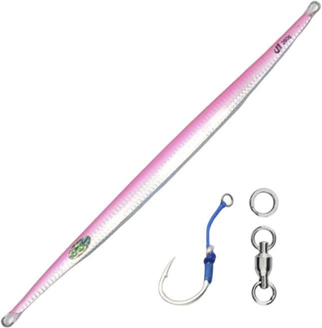 프리미엄 초장축 롱 지그 도래 훅 풀세트 방어 대구 전동 지그 메탈리나, 핑크, 1개, 180g