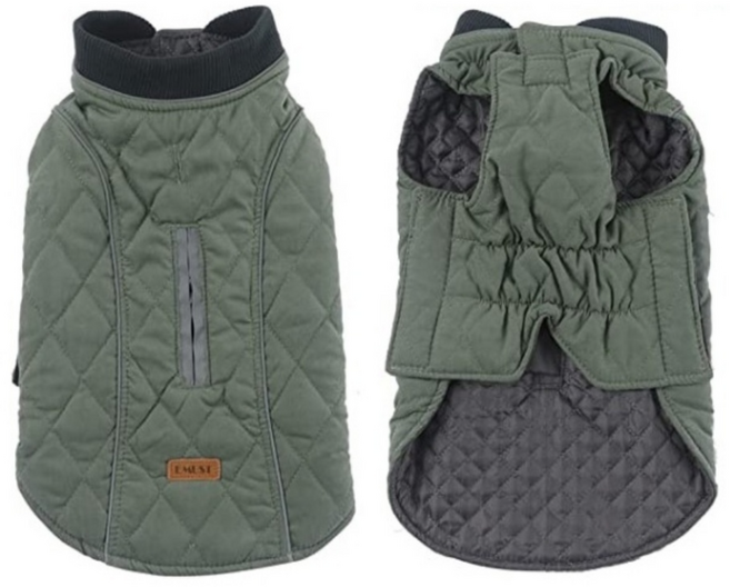 대형견 겨울옷 패딩 조끼 중대형견 진돗개 옷, 카키, 1개