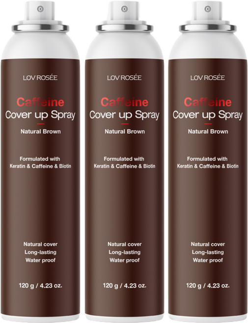 로브로제 카페인 흑채 스프레이 120g, 3개, 자연갈색