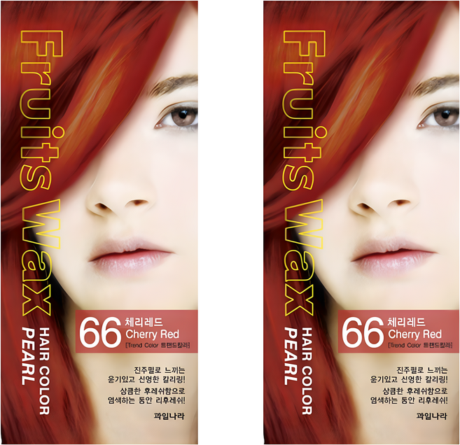 과일나라 후르츠왁스 헤어칼라 진주펄 염색약 60g 66호 체리레드 2개