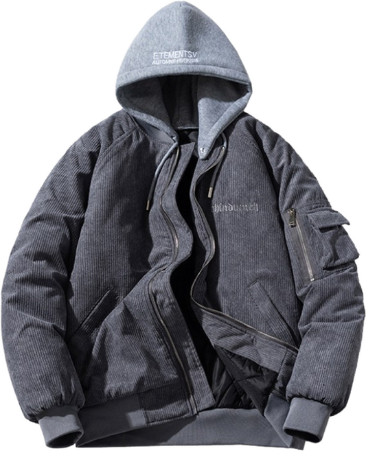 제이피엠 코듀로이 루즈핏 후드 항공점퍼 골덴점퍼 야구점퍼 패딩 퀼팅안감 95~115 사이즈까지 빅사이즈 후드점퍼 솜패딩 아우터 3컬러 GA26