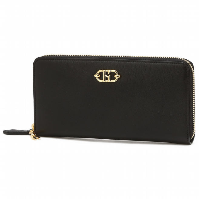 [정품]헤지스 [25FW]블랙 로고장식 소가죽 여성 장지갑 {무료선물포장+쇼핑백동봉}