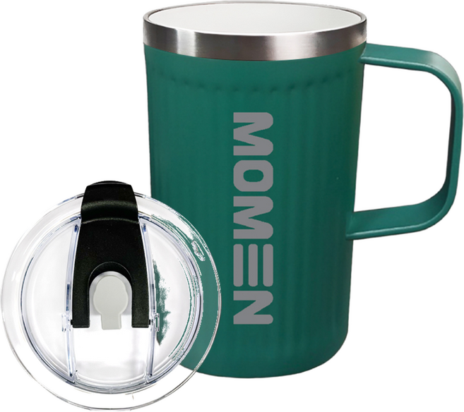 모멘 아루가 스탠머그 손잡이 사무실 이중진공 보온보냉 에코트리카페, 세라믹_그린, 1개, 500ml