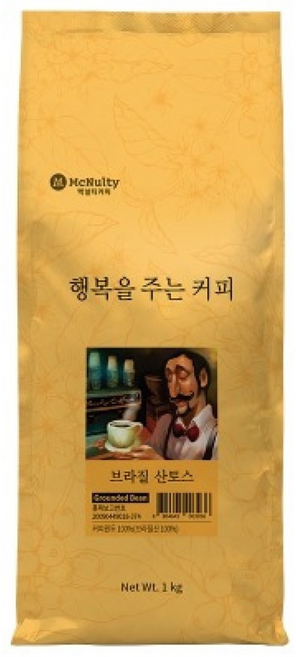 맥널티커피 행복을 주는 커피 원두 브라질 산토스, 1kg, 1개, 핸드드립