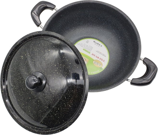 [쉐프앤쿡] 우성 은항균 마블 코팅 튀김팬, 45CM, 1개, 45cm