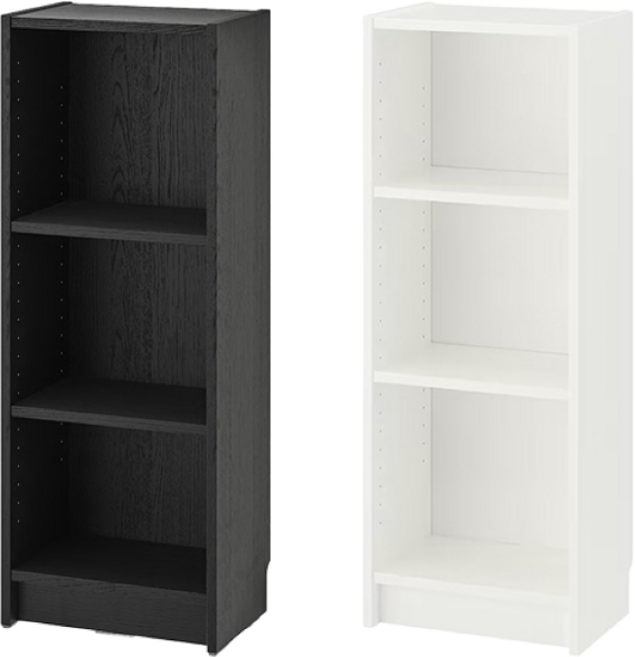 이케아 BILLY 책장 (40*28*106)/수납선반/책꽂이, 블랙-참나무무늬