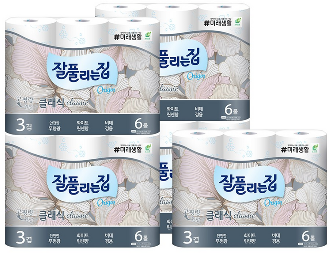 잘풀리는집 클래식퓨어 화장지 3겹 6롤, 25m, 6개입, 5개