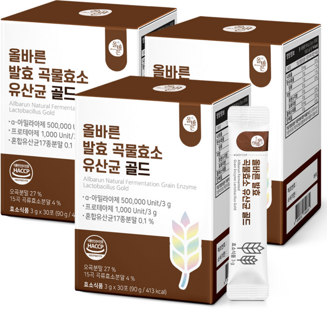 올바른 발효 곡물효소 유산균 골드 30p, 90g, 3개