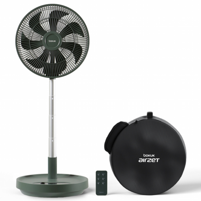 보국 최신상 에어젯 접이식선풍기 무선 폴딩팬 BLDC 무소음선풍기 무선서큘레이터, 딥그린