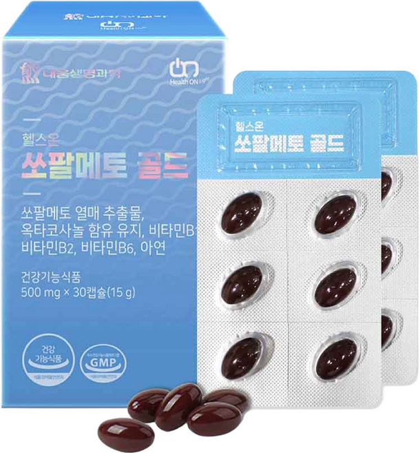 대웅생명과학 헬스온 쏘팔메토 골드 1개월분 30캡슐 전립선건강에도움 배변빈도도움 잔뇨량개선, 30정, 1박스