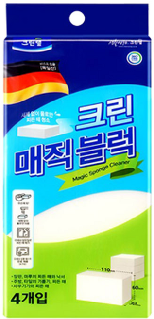 크린랩 크린 매직블럭 4입 청소 스펀지, 3개