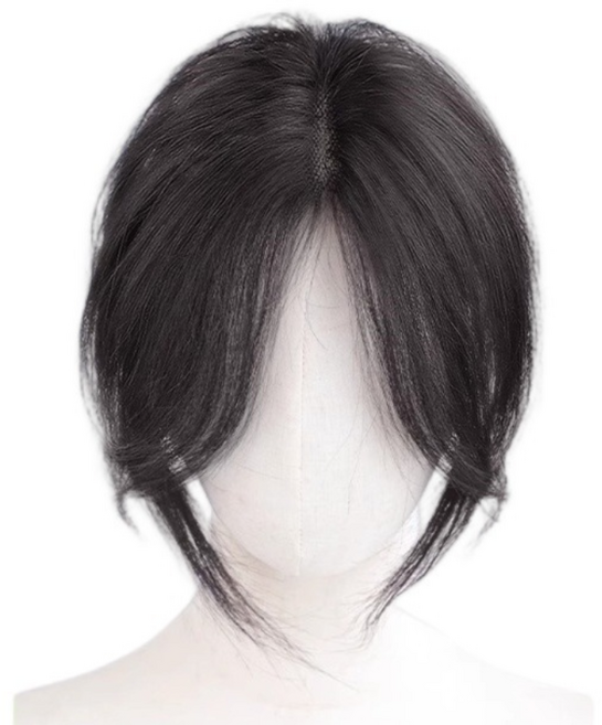 여름용 초경량 여성 정수리 가르마 탈모 부분가발 대형, 1개, 블랙