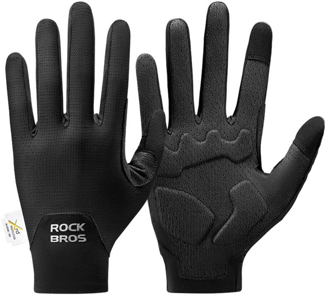 락브로스 터치 가능 장갑 통기성 충격흡수 자전거 라이딩 장갑 16310011, 1개, 블랙