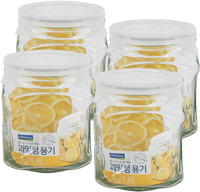 글라스락 사각 캐니스터 밀폐용기 1.5L 4조, 4개