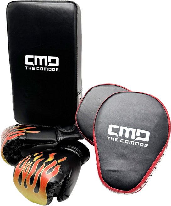 키즈 복싱 격투놀이 태권도 격투기 불꽃글러브 권투미트 암미트 풀세트 팩, 1세트, 불꽃마스터 블랙