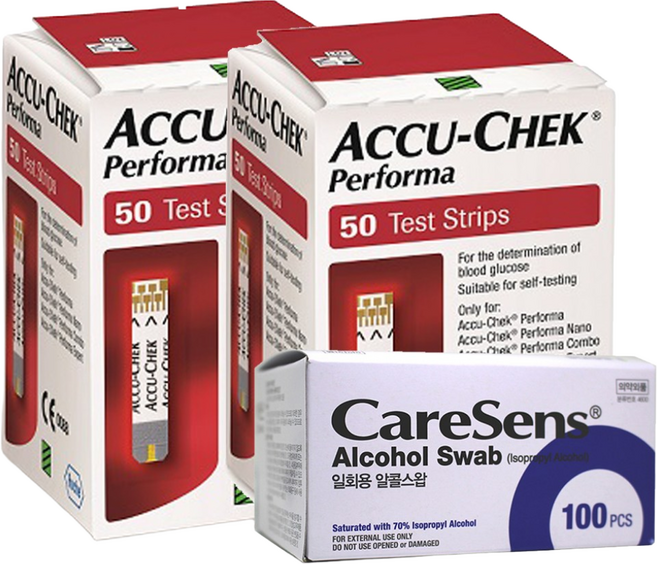아큐첵 퍼포마 혈당 시험지 100매+알콜솜100매, 1세트, 100개입