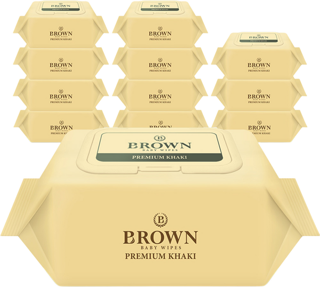 브라운 프리미엄 카키 아기물티슈 휴대용 캡형, 73g, 20매, 12개