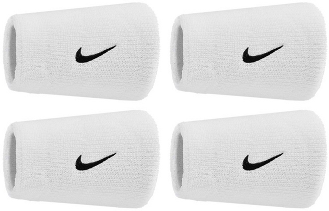 나이키 스우시 더블와이드 손목밴드, 4개, 화이트+화이트